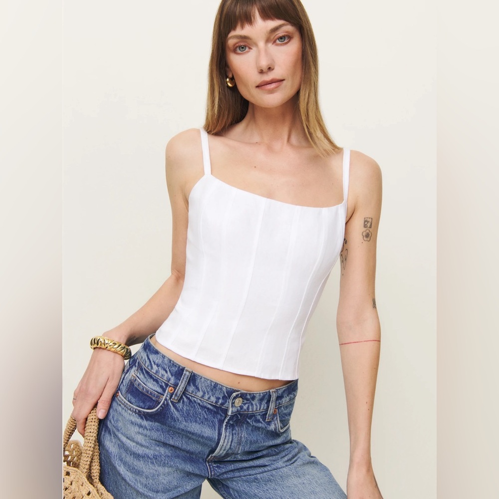 NEW REFORMATION Hatti Top White Linen